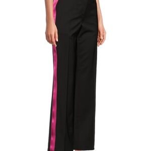 Helmut Lang Black Wide Leg Pants with Pink Accent